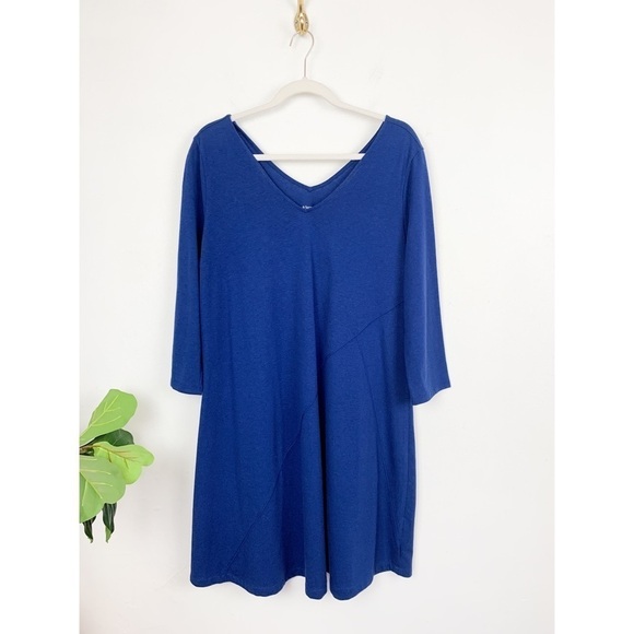 Soft Surroundings Women’s Blue Daphne V-Neck Dress Sz L - Picture 2 of 8